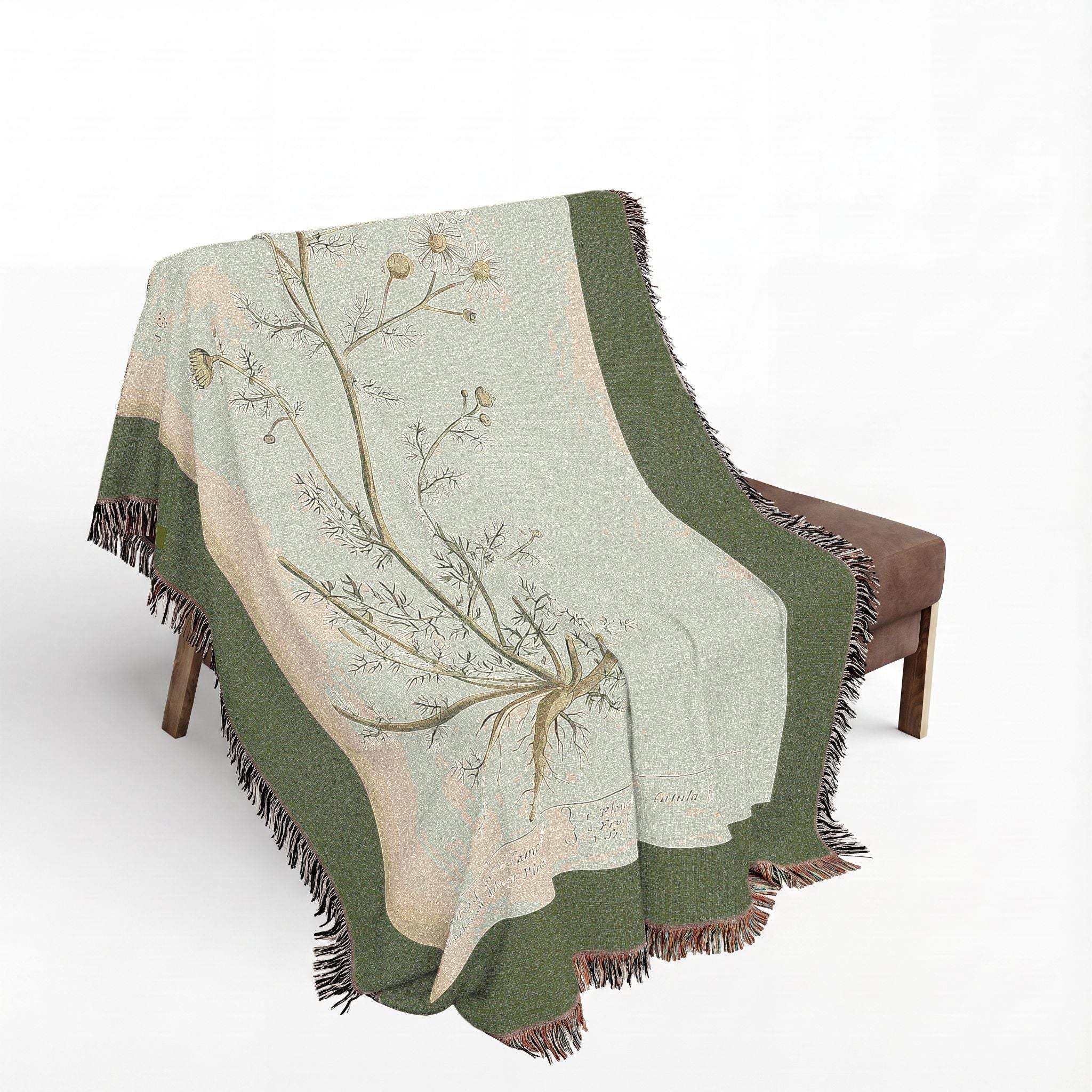 A Curious Herbal Faetid Camomile Woven Blanket, Elizabeth Blackwell, Botanical Art Throw