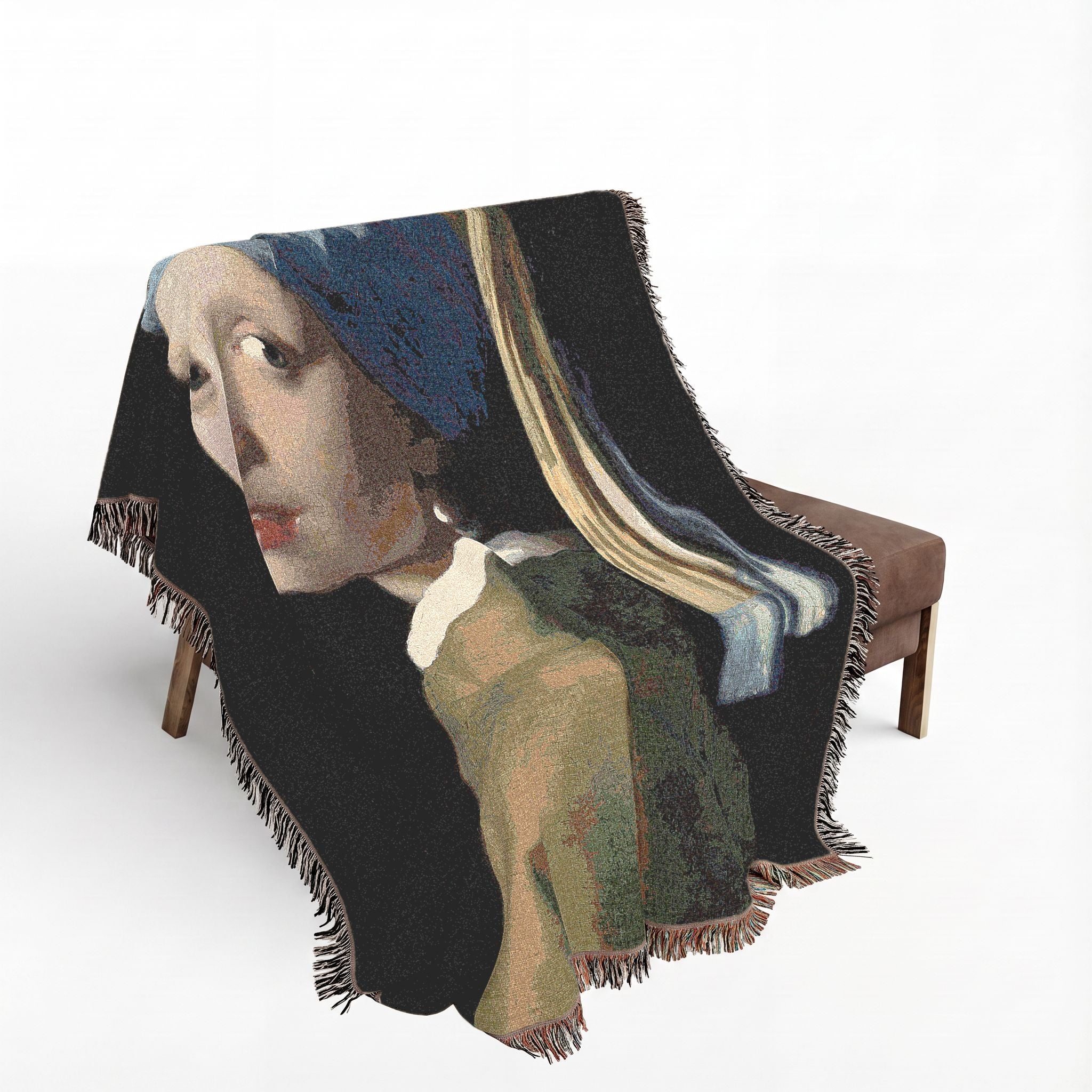 Girl with a Pearl Earring Woven Blanket, Johannes Vermeer, Dutch Golden Age Art