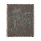 The Hunters Enter the Woods Woven Blanket, Medieval Unicorn Tapestry Art Throw