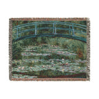 Japanese Footbridge Woven Blanket, Claude Monet, Impressionist Garden Art Throw