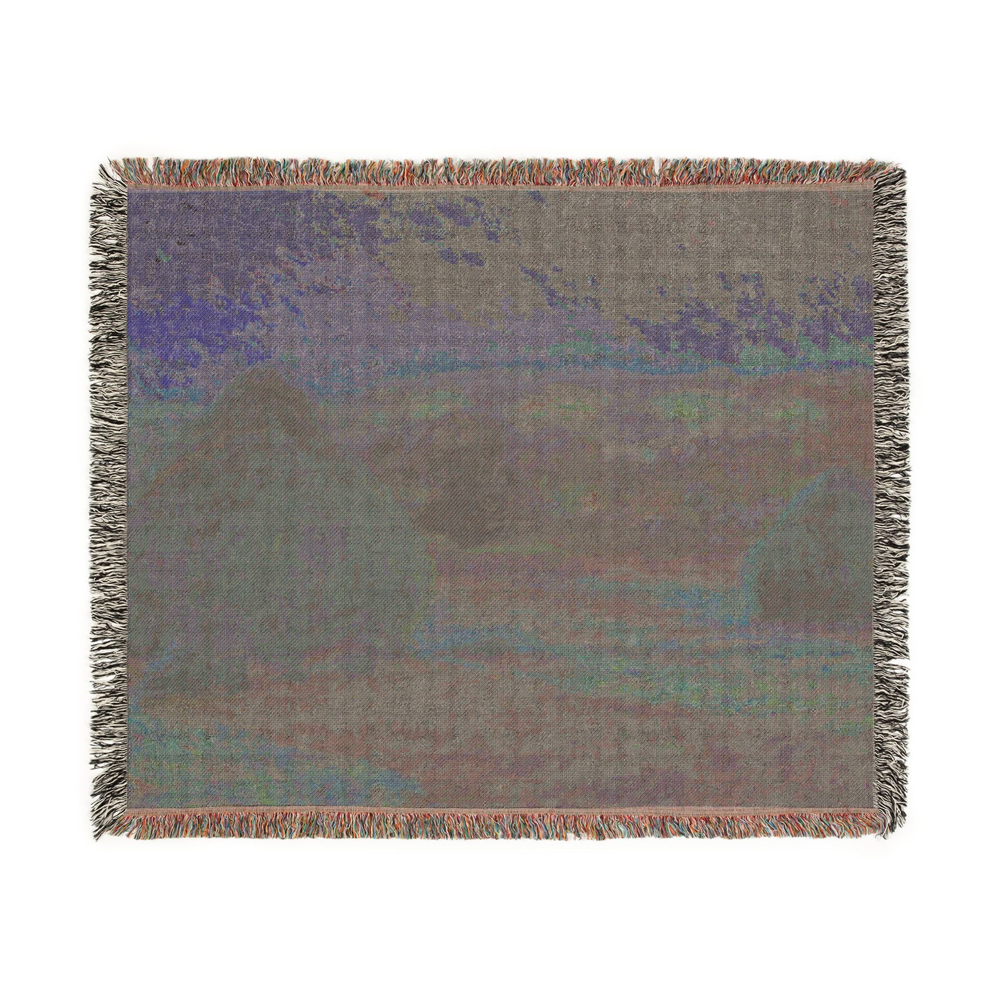 Stacks of Wheat (End of Summer) Woven Blanket, Claude Monet, Impressionist Art Throw