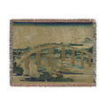 Yahagi Bridge at Okazaki Woven Blanket, Katsushika Hokusai, Muted Japanese Woodblock Art