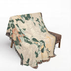 Peonies and Butterfly Woven Blanket, Katsushika Hokusai, Japanese Botanical Art Throw