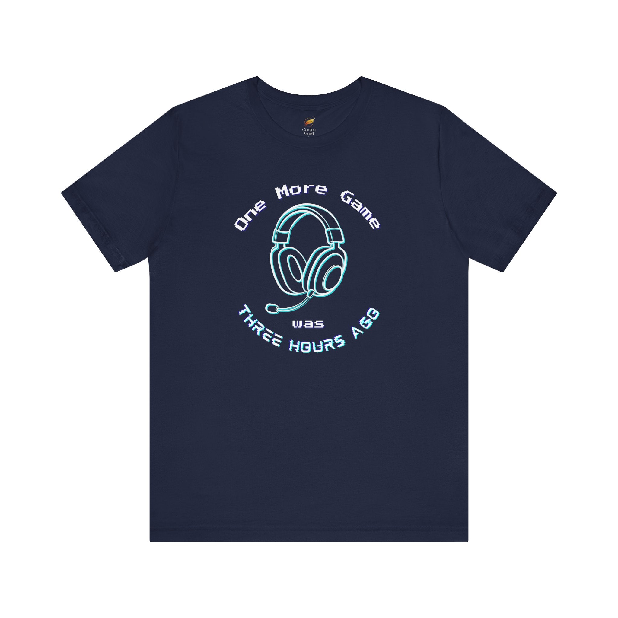 One More Game Graphic Tee, Funny Gamer T-Shirt, Neon Headset