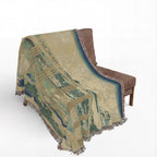 Yahagi Bridge at Okazaki Woven Blanket, Katsushika Hokusai, Muted Japanese Woodblock Art