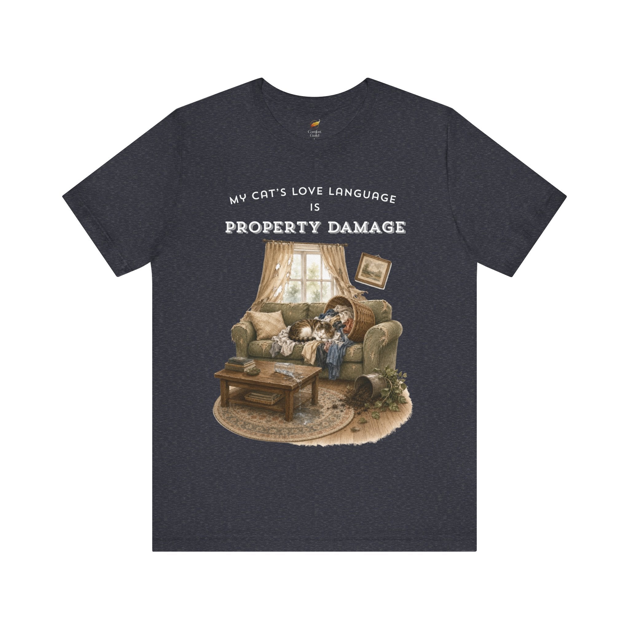 My Cat's Love Language Is Property Damage Graphic Tee, Funny Cat T-Shirt