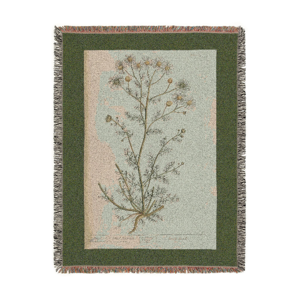 A Curious Herbal Faetid Camomile Woven Blanket, Elizabeth Blackwell, Botanical Art Throw
