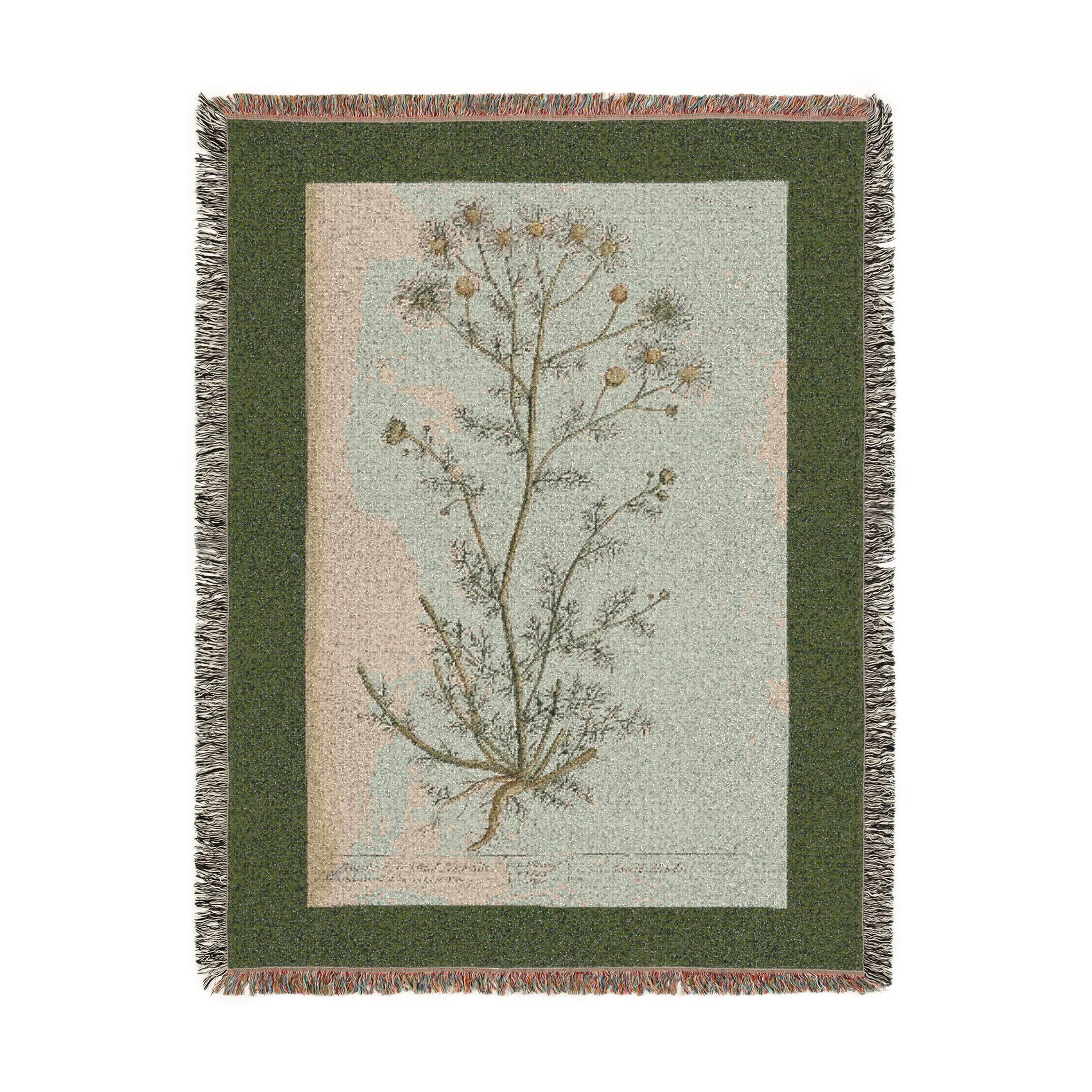 A Curious Herbal Faetid Camomile Woven Blanket, Elizabeth Blackwell, Botanical Art Throw