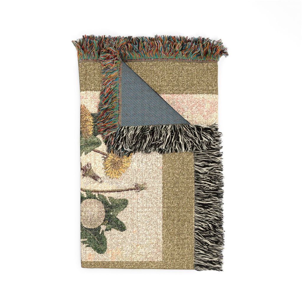Leontodon Taraxacum Dandelion Woven Blanket, Flora Londinensis, Vintage Botanical Art