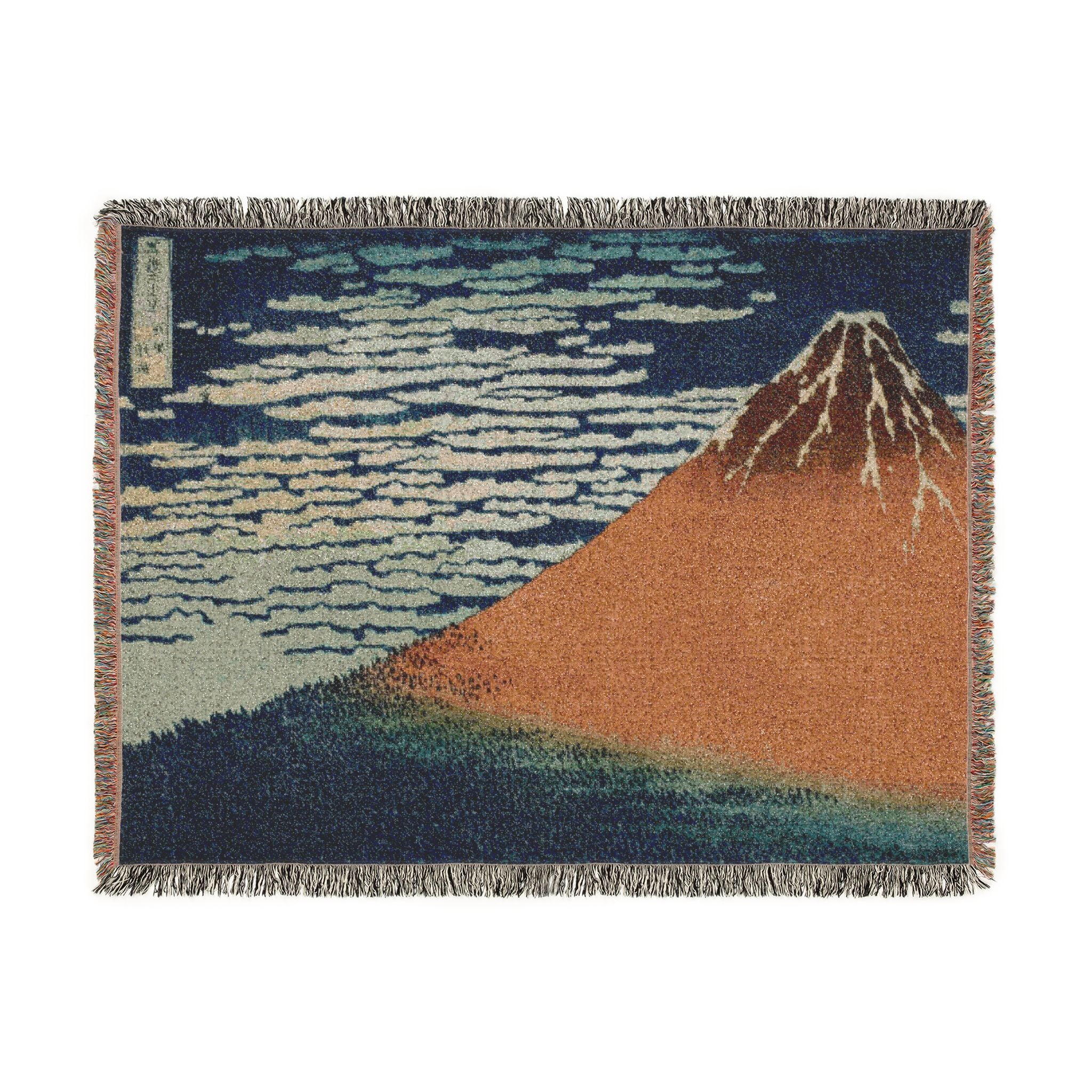 A Mild Breeze on a Fine Day Woven Blanket, Katsushika Hokusai, Japanese Landscape Art