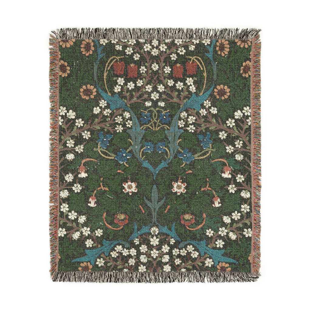 Blackthorn Woven Blanket, John Henry Dearle, Arts and Crafts Floral Art Throw