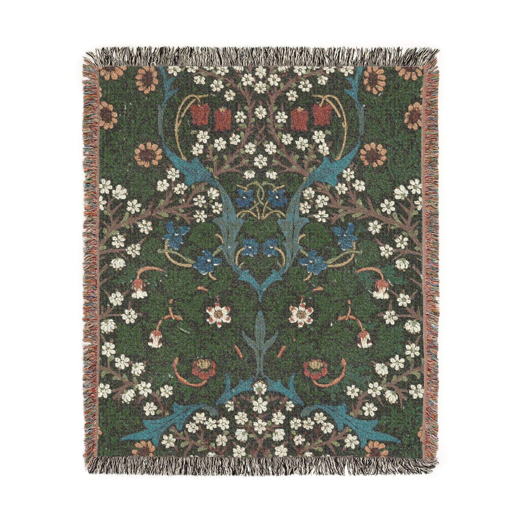 Blackthorn Woven Blanket, John Henry Dearle, Arts and Crafts Floral Art Throw