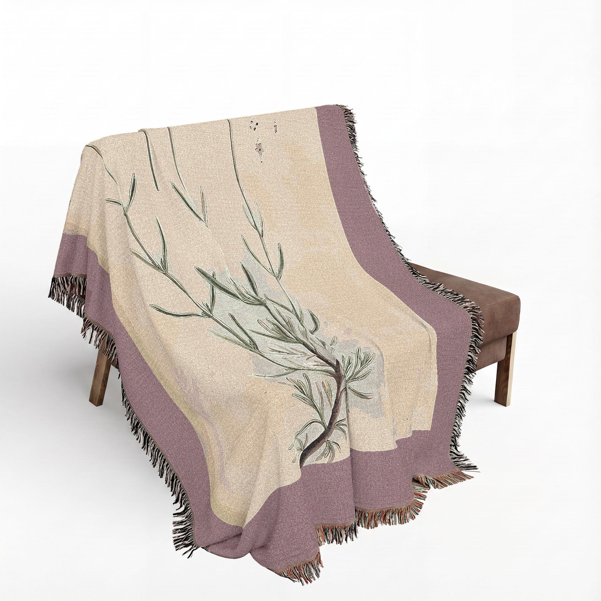 A Curious Herbal Lavender Woven Blanket, Elizabeth Blackwell, Vintage Botanical Art Throw