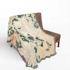 Peonies and Butterfly Woven Blanket, Katsushika Hokusai, Japanese Botanical Art Throw