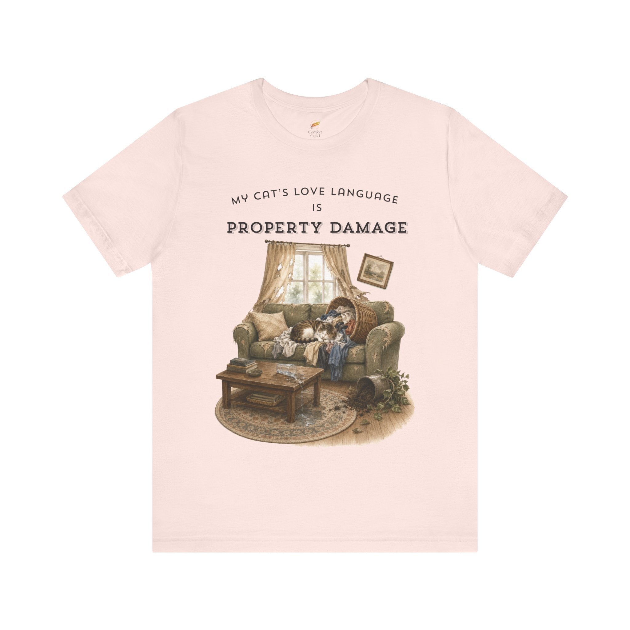My Cat's Love Language Is Property Damage Graphic Tee, Funny Cat T-Shirt