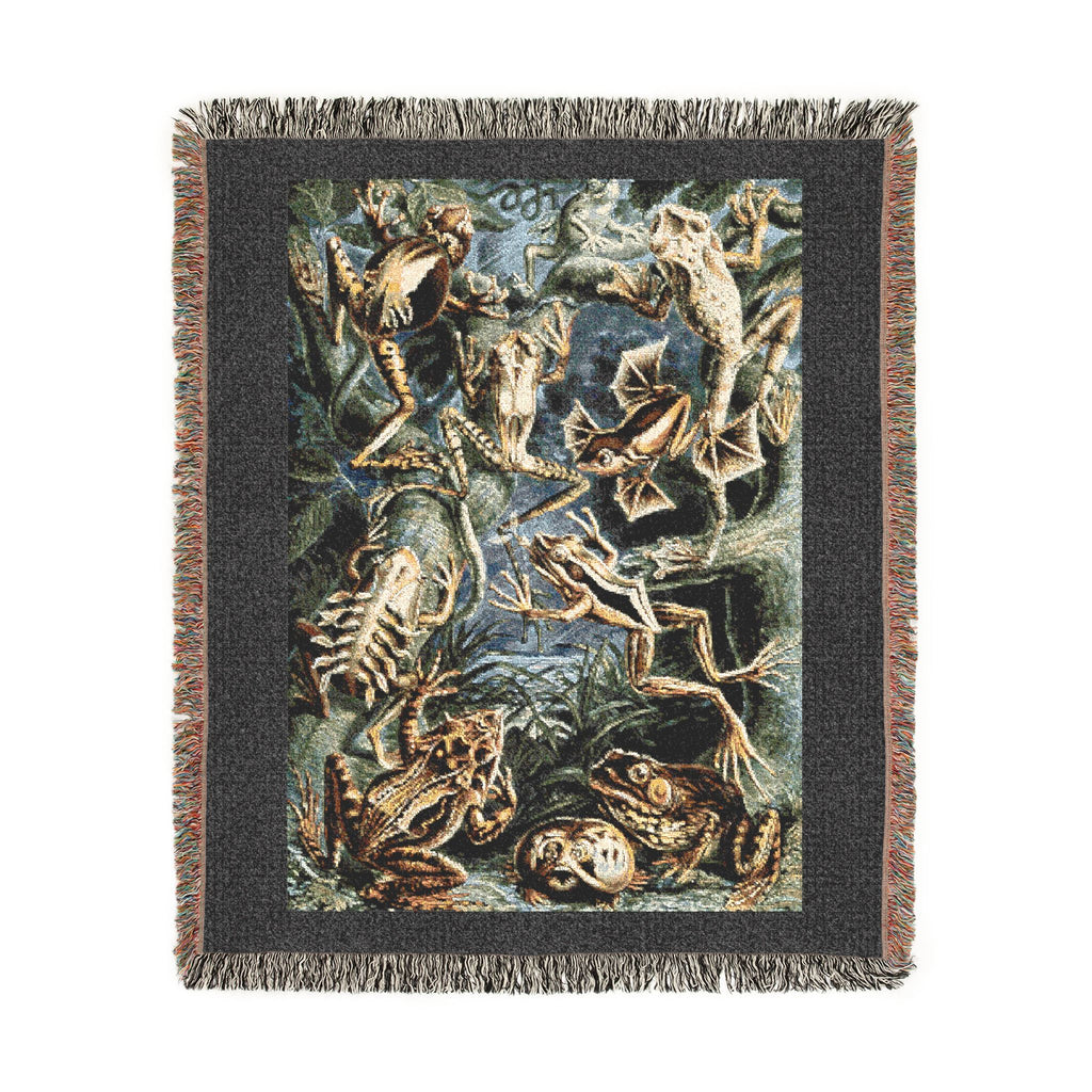 Batrachia Frogs Woven Blanket, Ernst Haeckel, Vintage Amphibian Art
