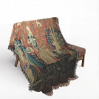 The Lady and the Unicorn Smell Woven Blanket, Medieval Tapestry Art Throw