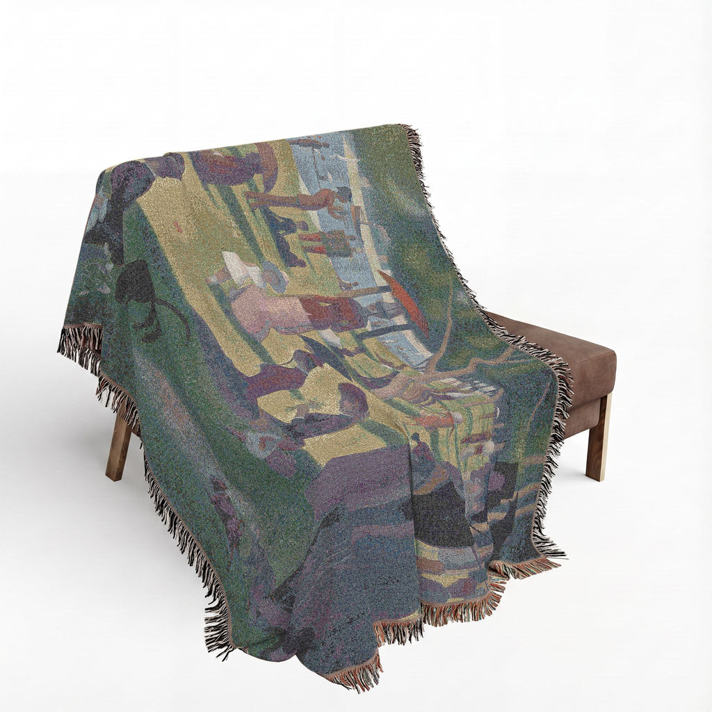 A Sunday Afternoon on the Island of La Grande Jatte Woven Blanket, Georges Seurat, Pointillist Art Throw