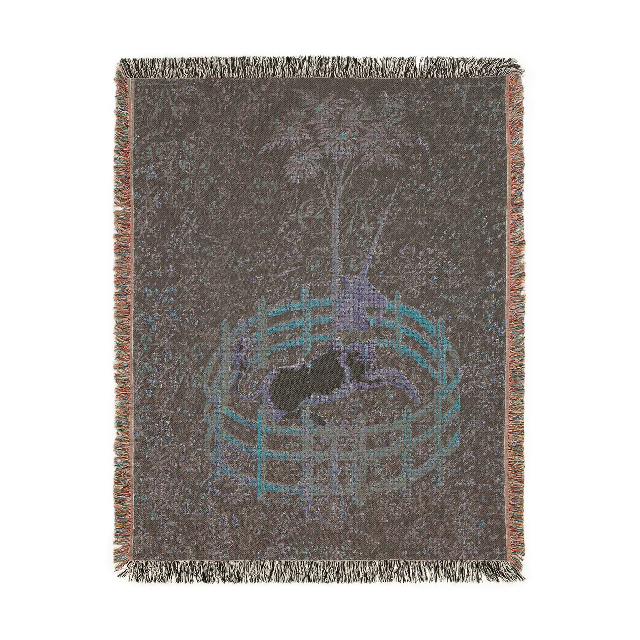 The Unicorn in Captivity Woven Blanket, Medieval Unicorn Tapestry Art Throw