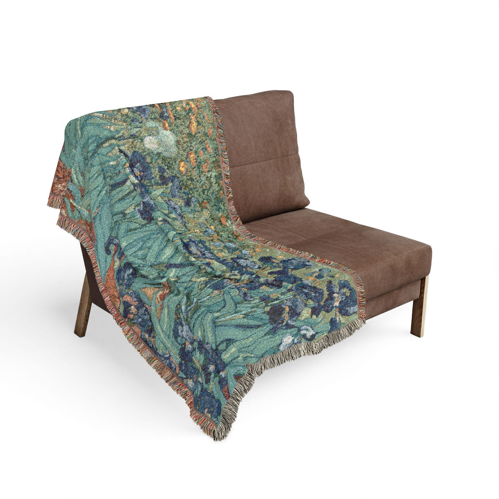 Irises Woven Blanket, Vincent van Gogh, Fine Art Floral Throw