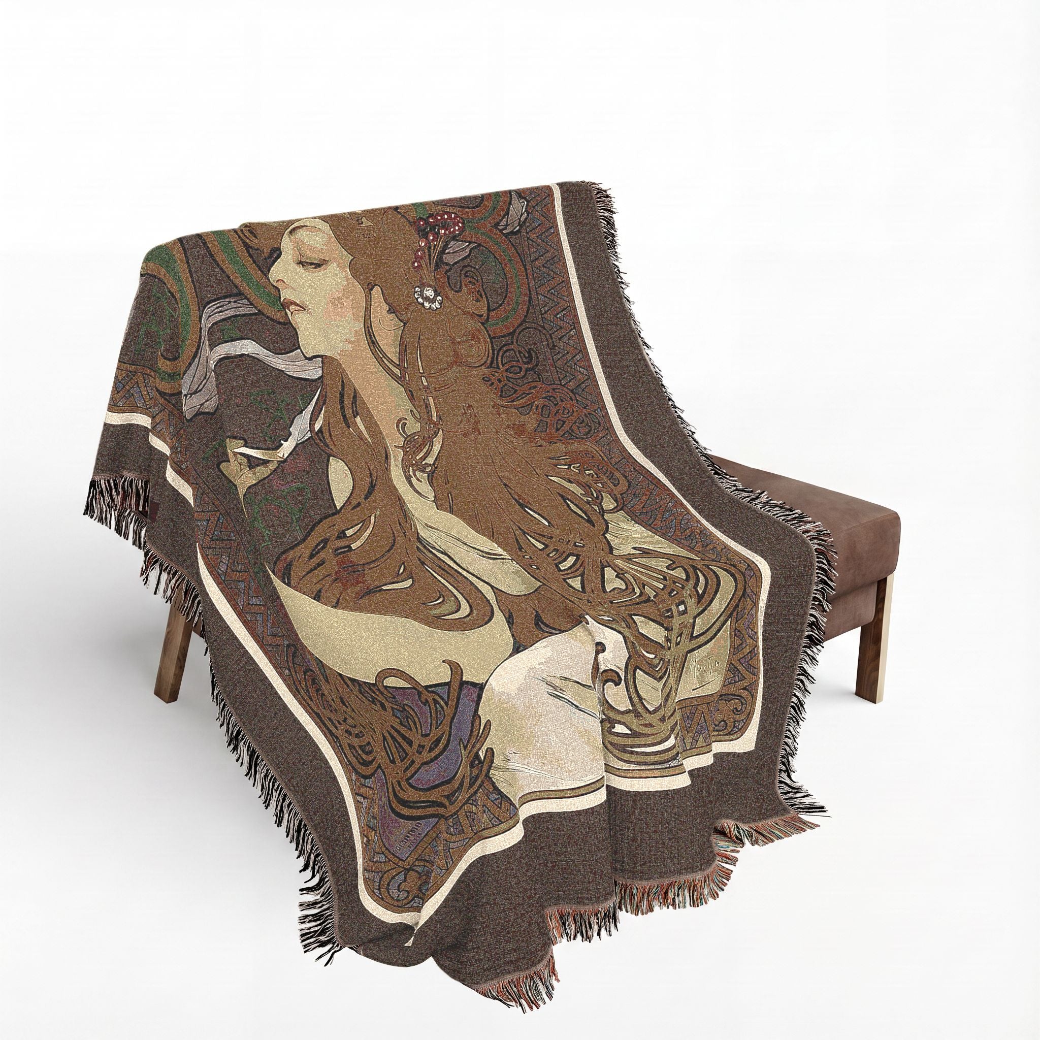 JOB Cigarette Papers Woven Blanket, Alphonse Mucha, 1897 Art Nouveau Poster