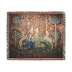 The Lady and the Unicorn Taste Woven Blanket, Medieval Tapestry Art Throw