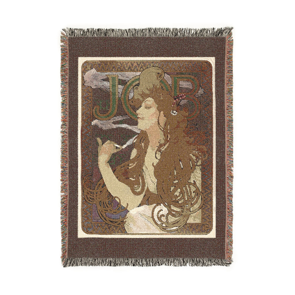 JOB Cigarette Papers Woven Blanket, Alphonse Mucha, 1897 Art Nouveau Poster