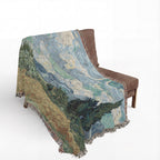 Wheat Field with Cypresses Woven Blanket, Vincent van Gogh, Fine Art Throw