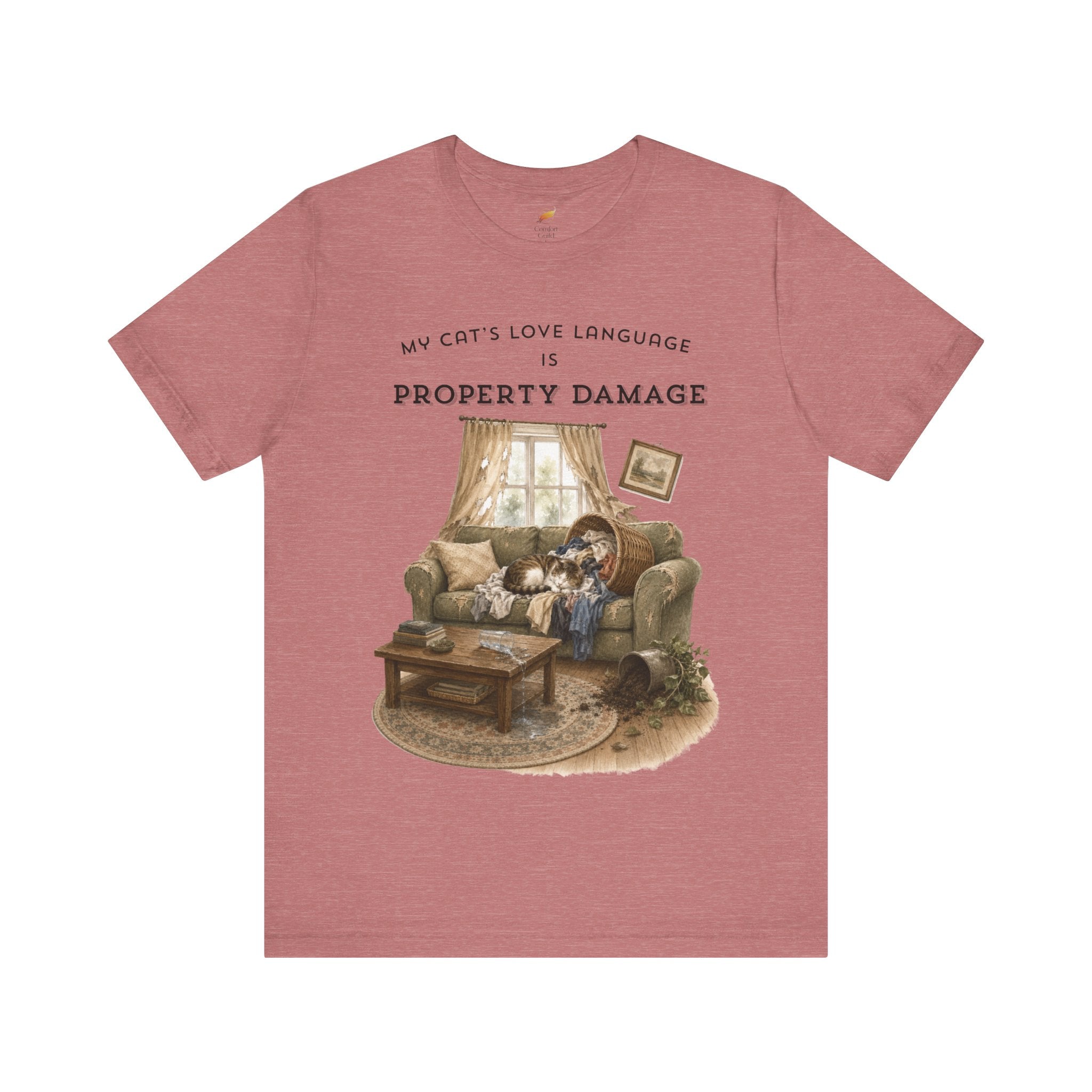 My Cat's Love Language Is Property Damage Graphic Tee, Funny Cat T-Shirt