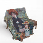 Two Sisters (On the Terrace) Woven Blanket, Pierre-Auguste Renoir, Impressionist Art Throw