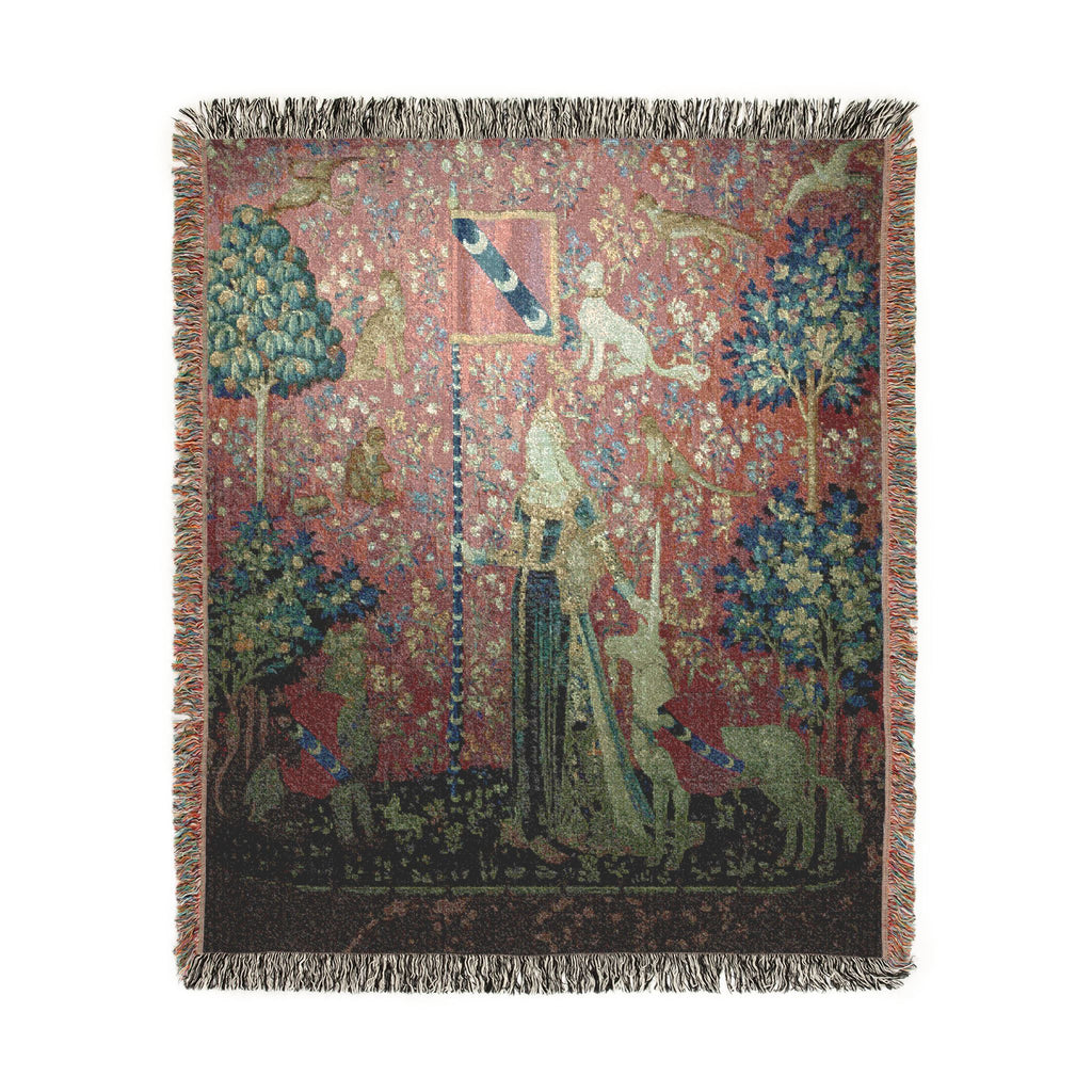 The Lady and the Unicorn Touch Woven Blanket, Medieval Tapestry Art Throw