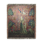 The Lady and the Unicorn Touch Woven Blanket, Medieval Tapestry Art Throw