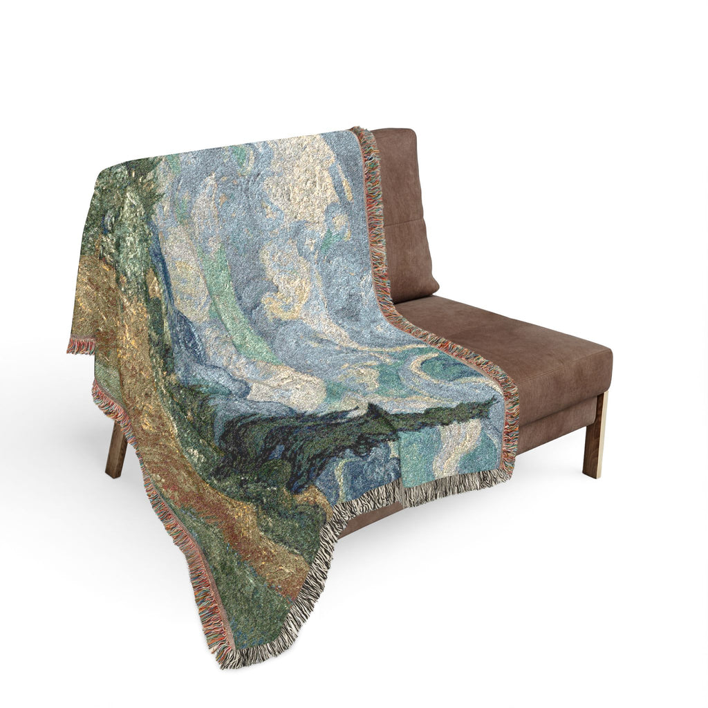 Wheat Field with Cypresses Woven Blanket, Vincent van Gogh, Fine Art Throw
