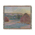 Stacks of Wheat (End of Summer) Woven Blanket, Claude Monet, Impressionist Art Throw