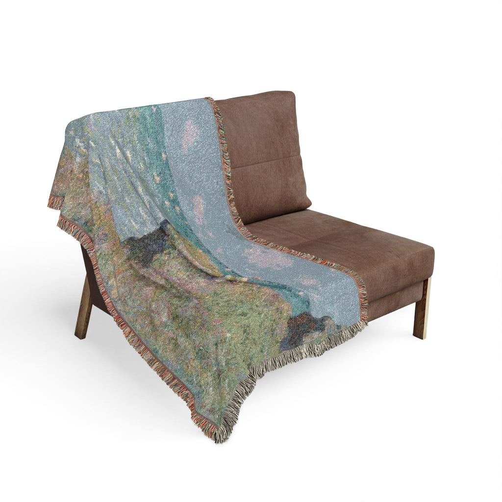 Cliff Walk at Pourville Woven Blanket, Claude Monet, Impressionist Art Throw