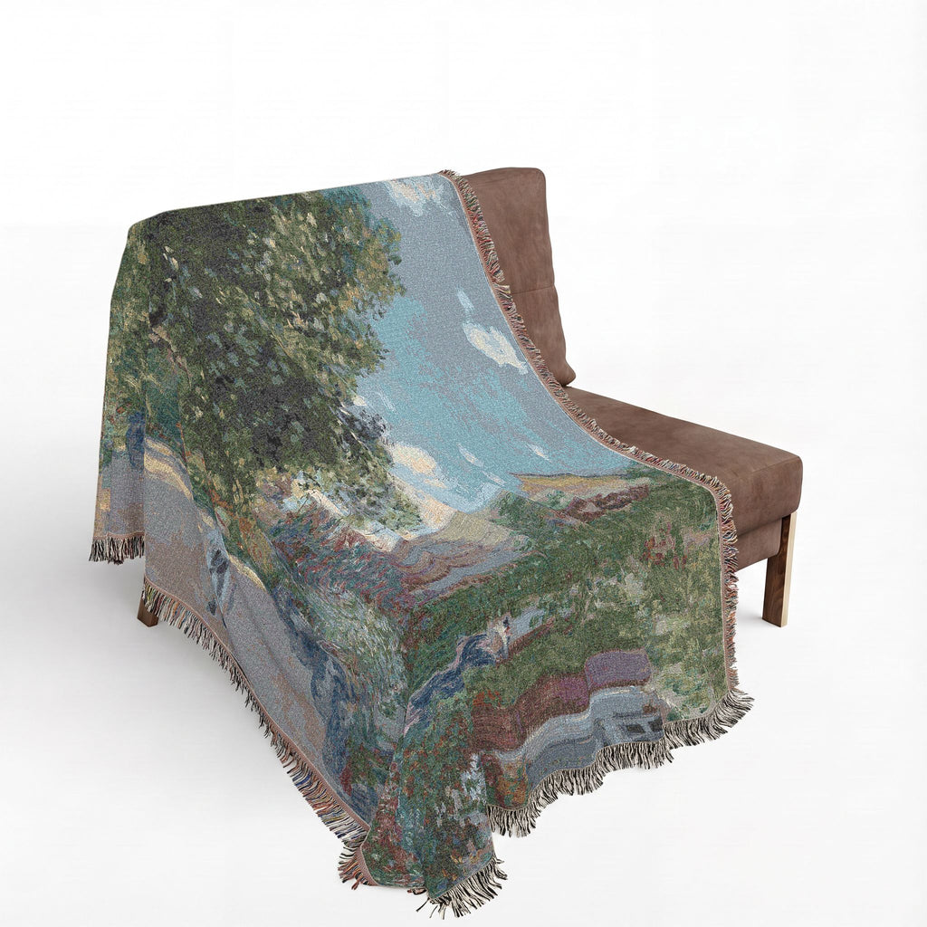 The Artist's House at Argenteuil Woven Blanket, Claude Monet, Impressionist Art Throw