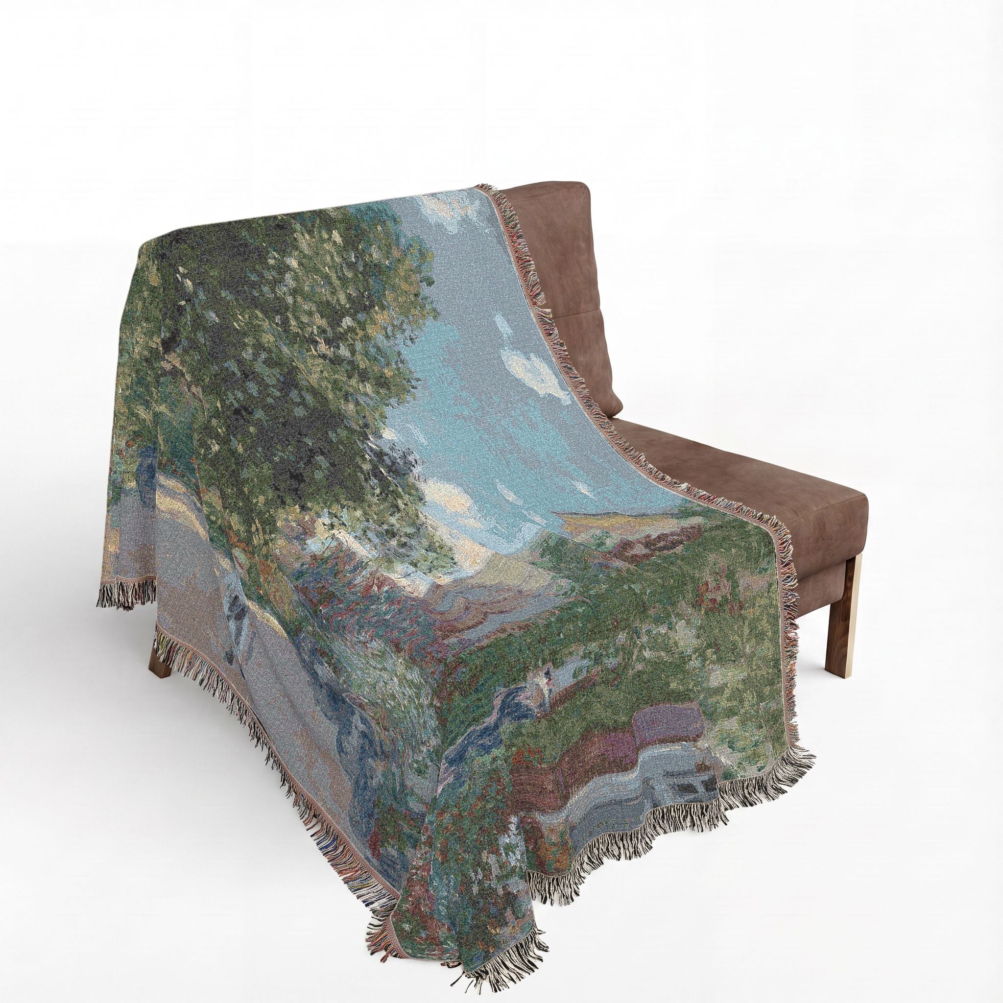 The Artist's House at Argenteuil Woven Blanket, Claude Monet, Impressionist Art Throw