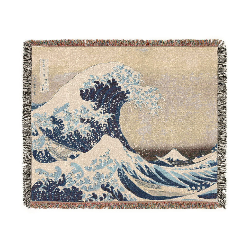 The Great Wave off Kanagawa Woven Blanket, Katsushika Hokusai, Japanese Ukiyo-e Art Throw