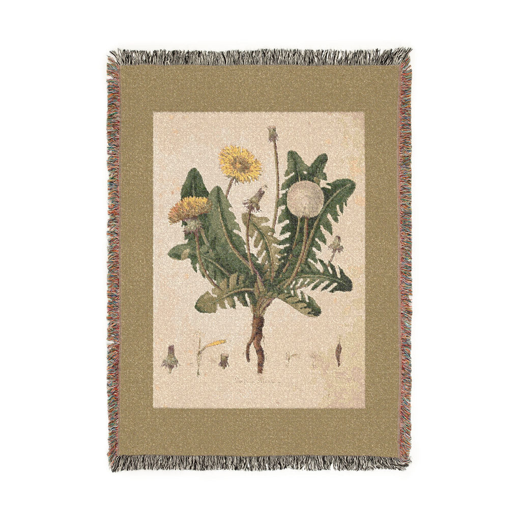 Leontodon Taraxacum Dandelion Woven Blanket, Flora Londinensis, Vintage Botanical Art