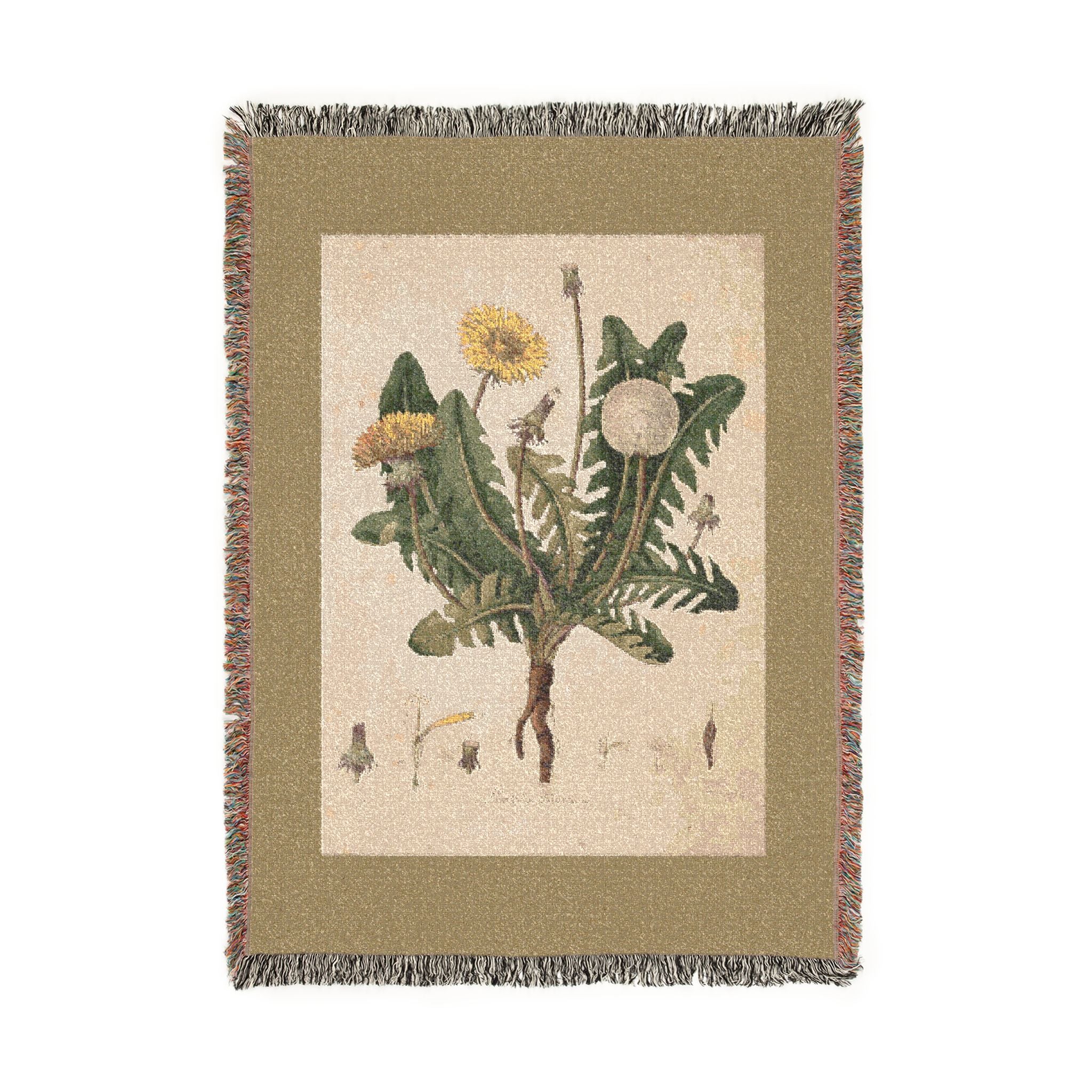 Leontodon Taraxacum Dandelion Woven Blanket, Flora Londinensis, Vintage Botanical Art