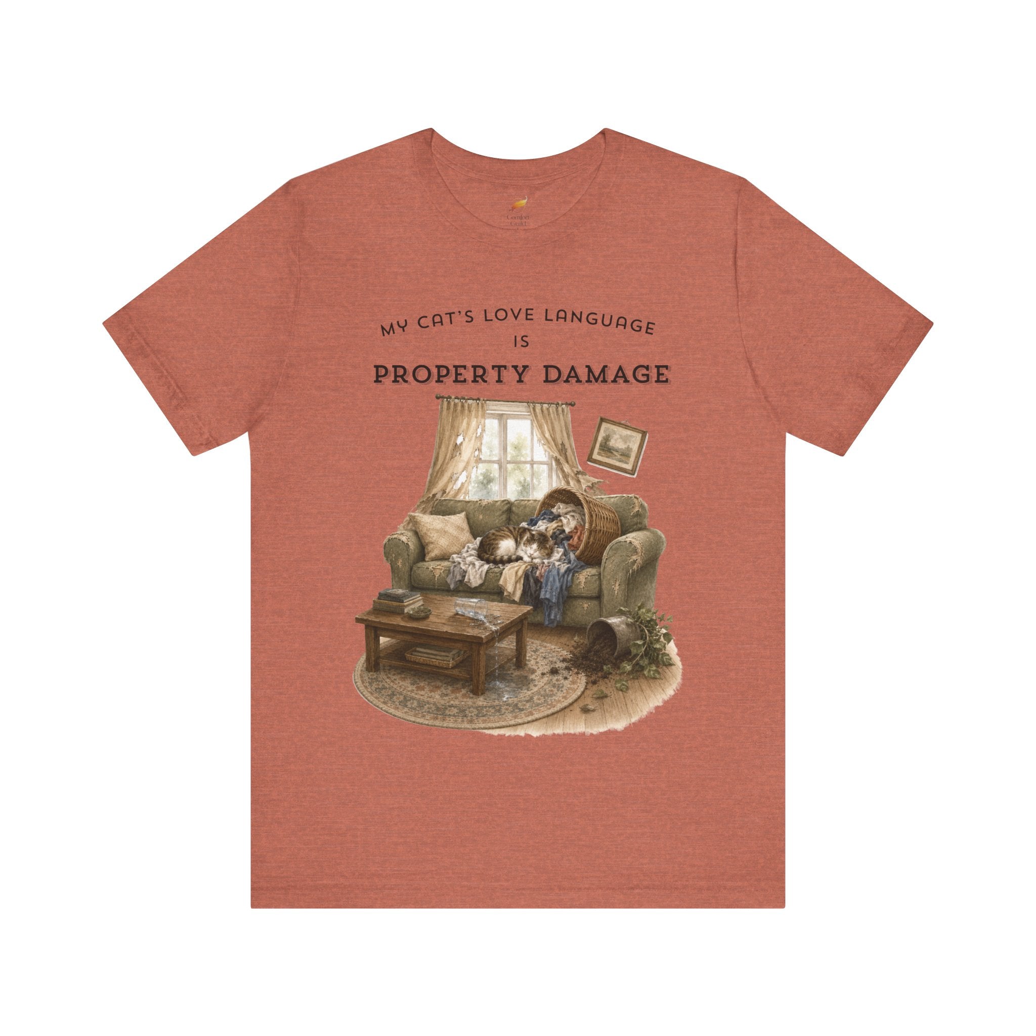 My Cat's Love Language Is Property Damage Graphic Tee, Funny Cat T-Shirt