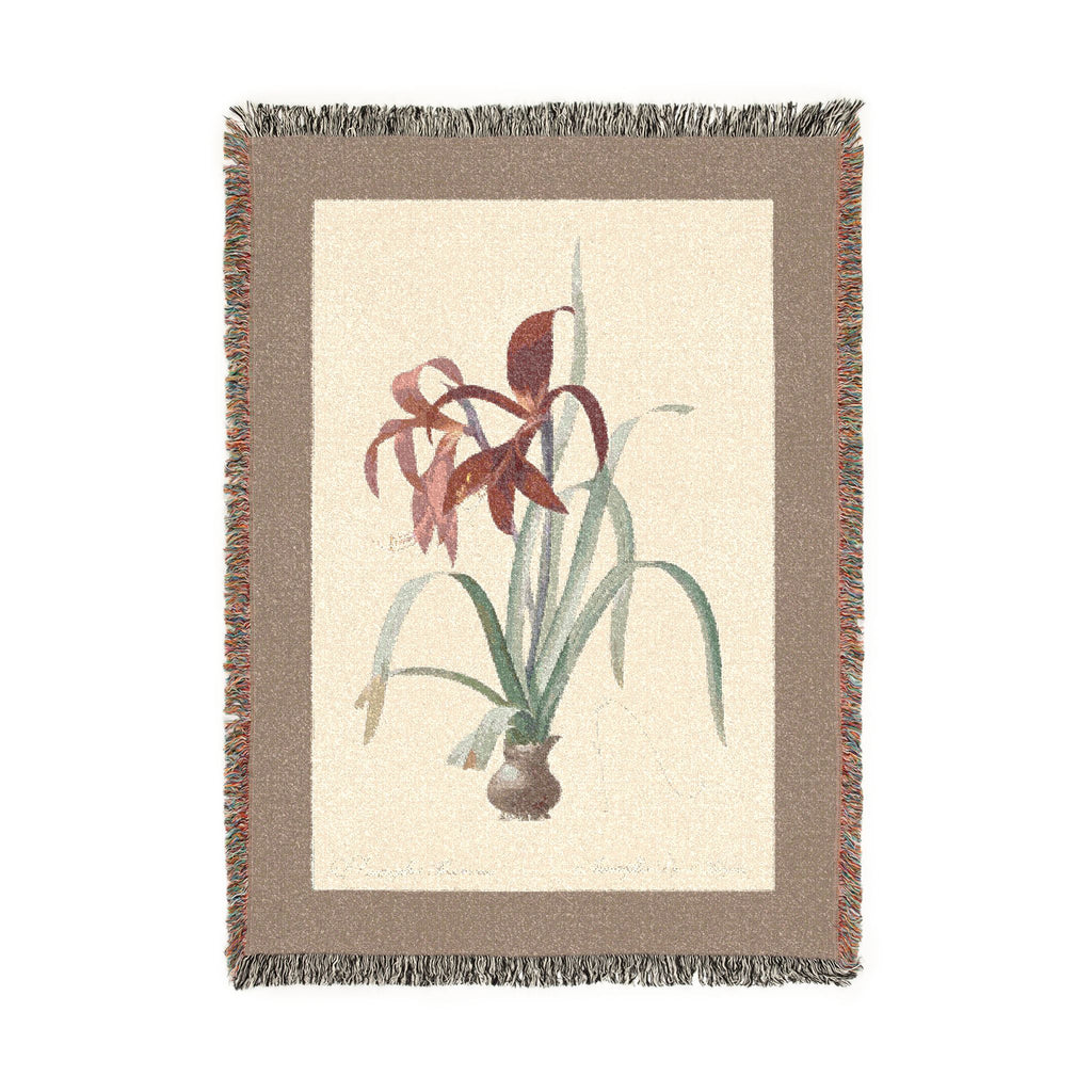 Amaryllis Formosissima Woven Blanket, Pierre-Joseph Redouté, Vintage Botanical Art Throw