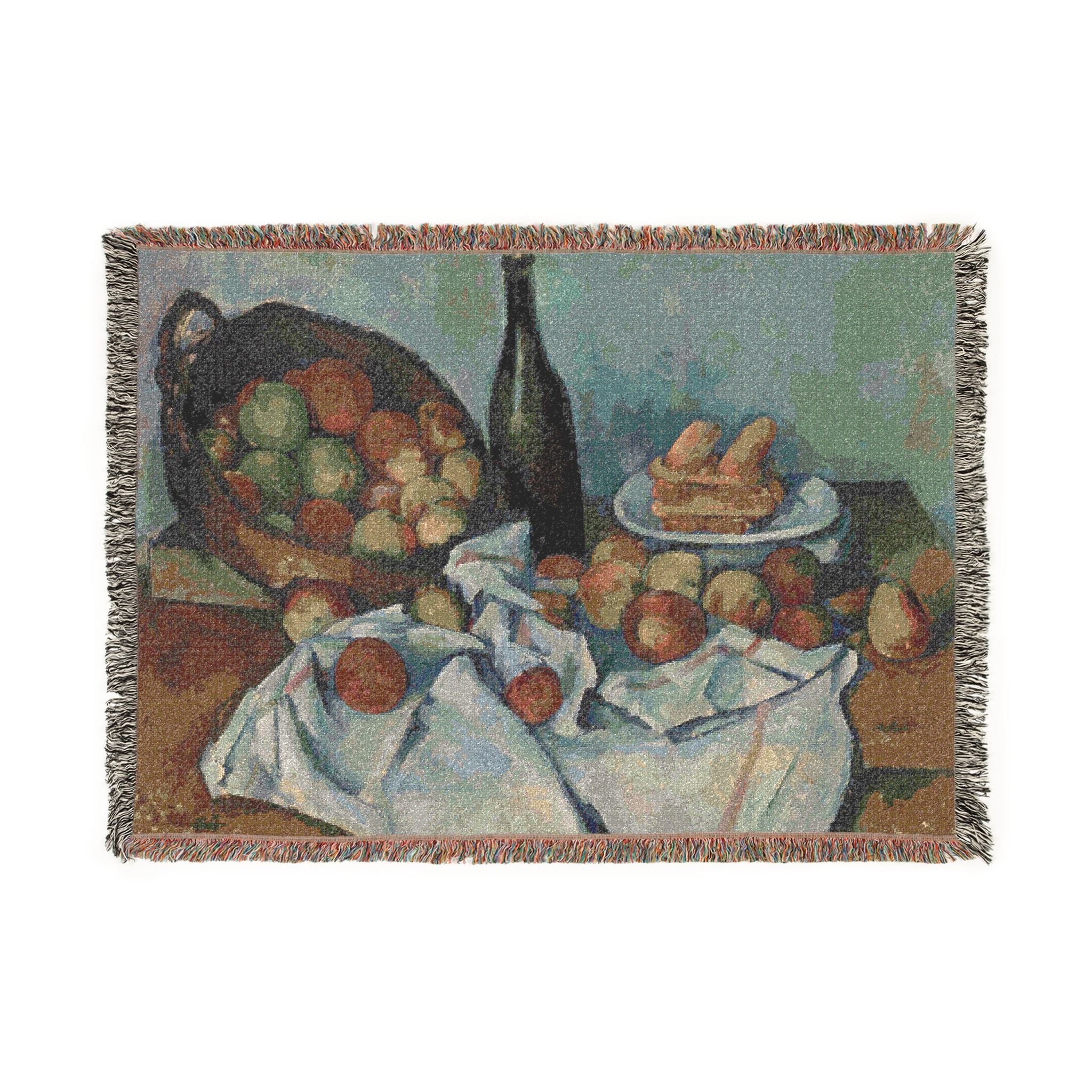 A Basket of Apples Woven Blanket, Paul Cézanne, Post-Impressionist Still Life Art