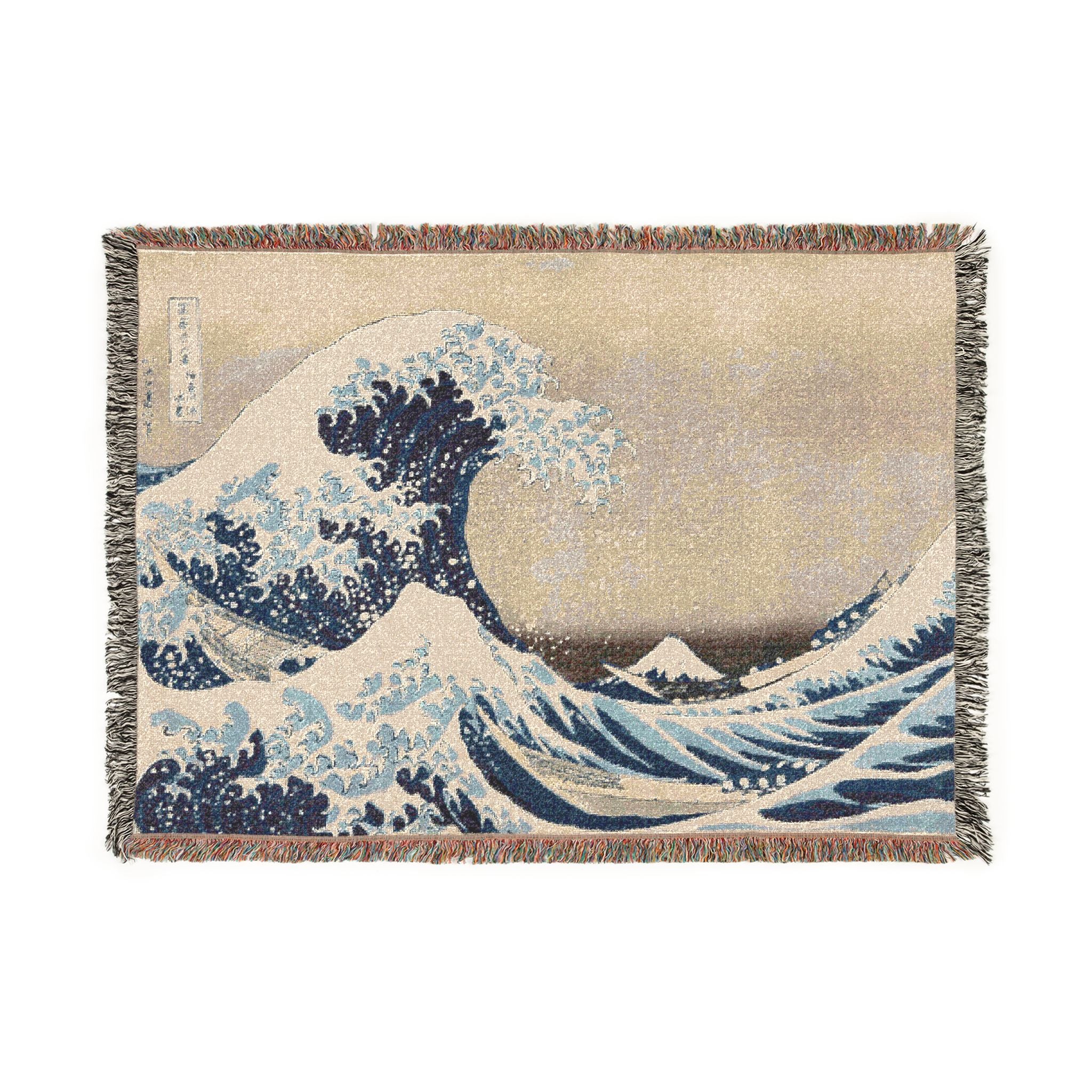 The Great Wave off Kanagawa Woven Blanket, Katsushika Hokusai, Japanese Ukiyo-e Art Throw
