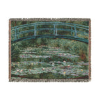 Japanese Footbridge Woven Blanket, Claude Monet, Impressionist Garden Art Throw