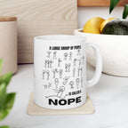 A Large Group of People Is Called a Nope Coffee Mug, Funny Introvert Humor, White Ceramic