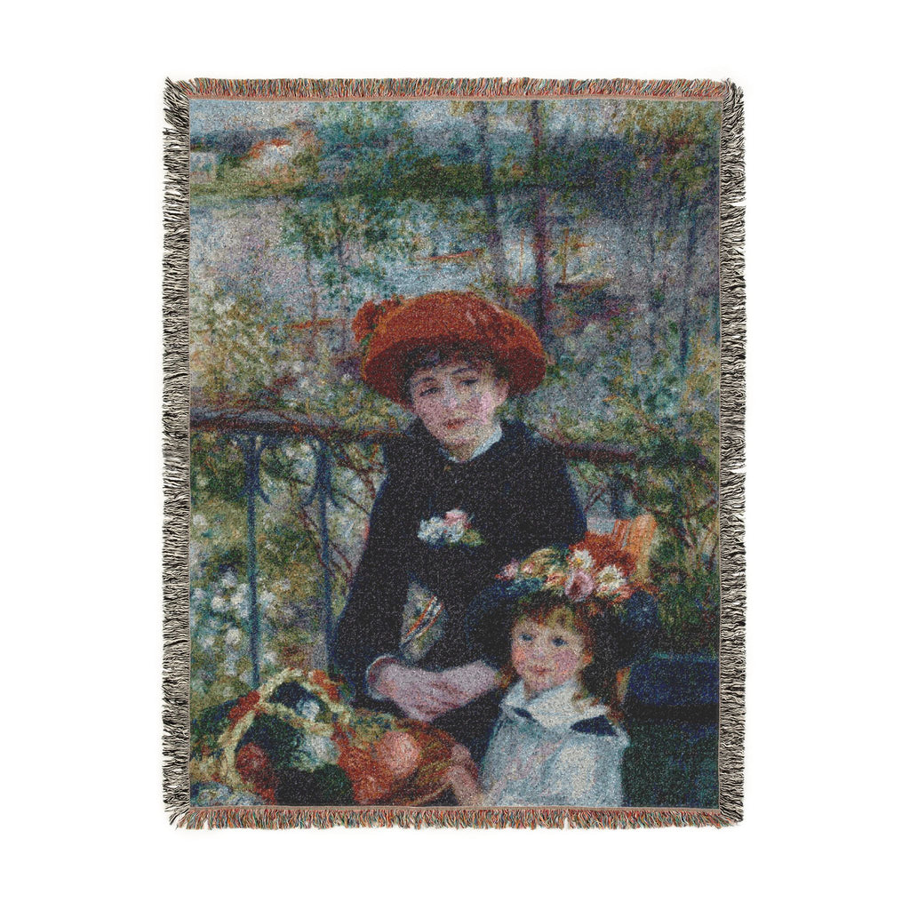 Two Sisters (On the Terrace) Woven Blanket, Pierre-Auguste Renoir, Impressionist Art Throw