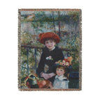Two Sisters (On the Terrace) Woven Blanket, Pierre-Auguste Renoir, Impressionist Art Throw