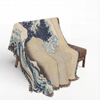 The Great Wave off Kanagawa Woven Blanket, Katsushika Hokusai, Japanese Ukiyo-e Art Throw